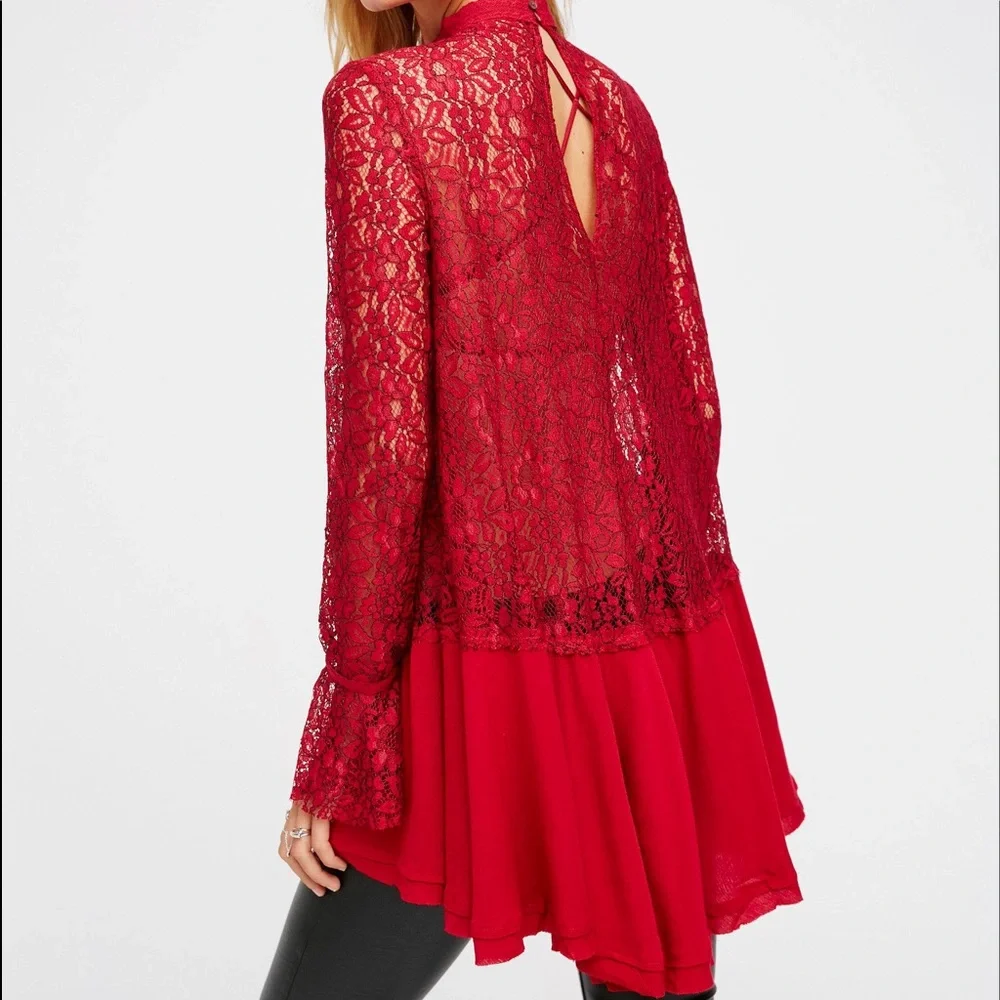Raspberry red free people tunic - Picture 2 of 6